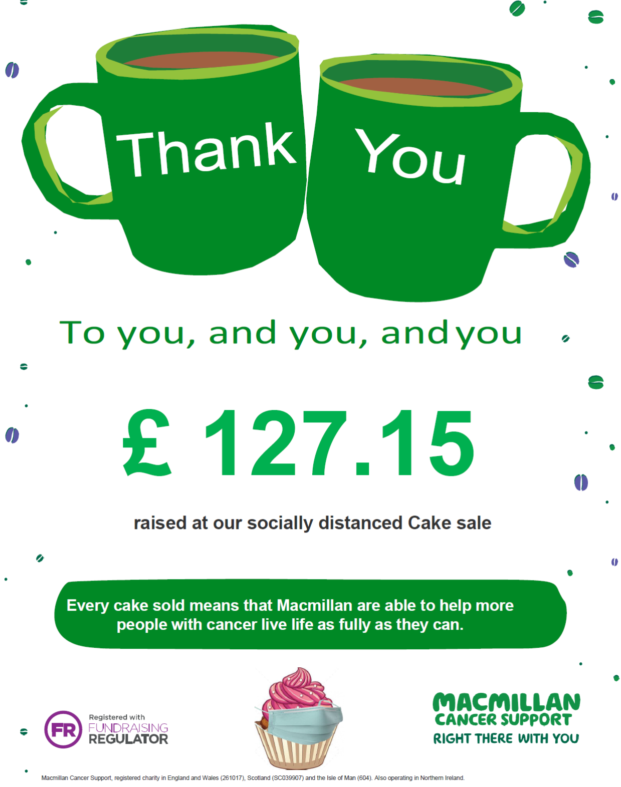 Socially distanced cake sale raises money for MacMillan Cancer Support